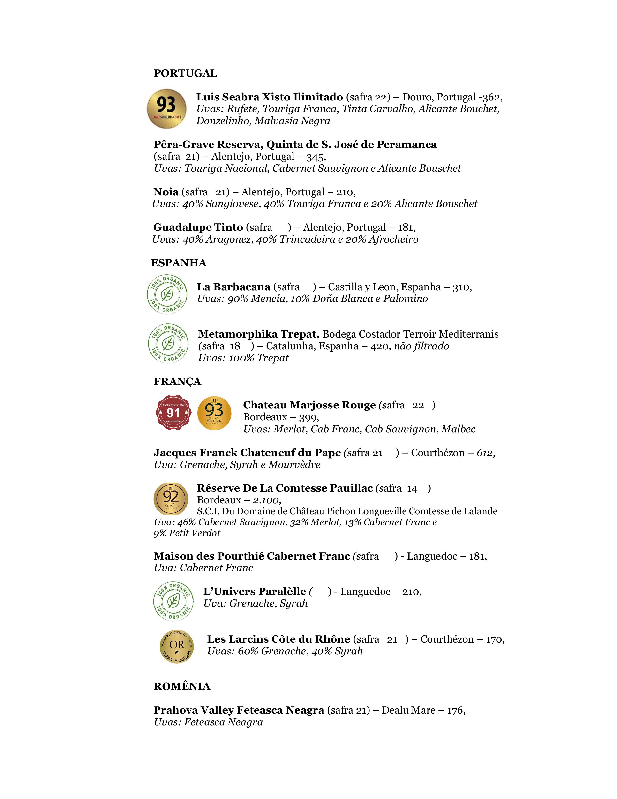 Vinhos do velho mundo do restaurante La Cucina Piemontese de Alphaville/ São Paulo